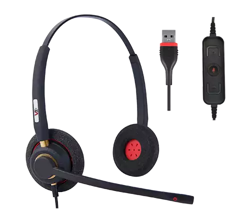 VoiceXpert VXH-500DM — Проводная USB-гарнитура (2 динамика, AINC, USB-A, регулировка громкости, Mute, MS), аналог Plantronics Blackwire 3220